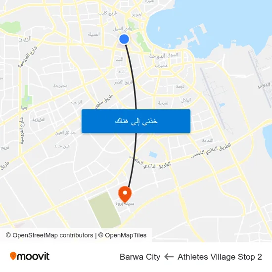 Athletes Village Stop 2 to Barwa City map