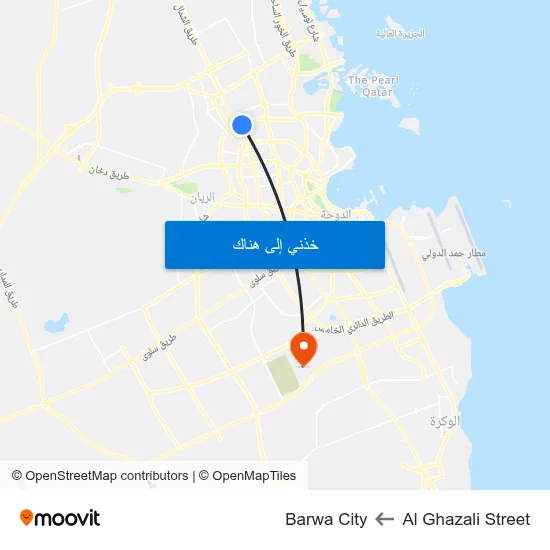 Al Ghazali Street to Barwa City map