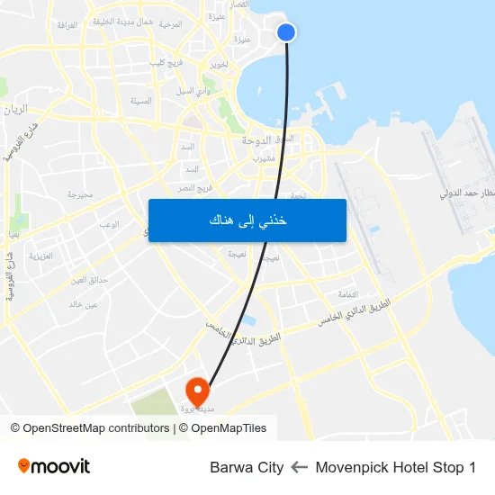 Movenpick Hotel Stop 1 to Barwa City map