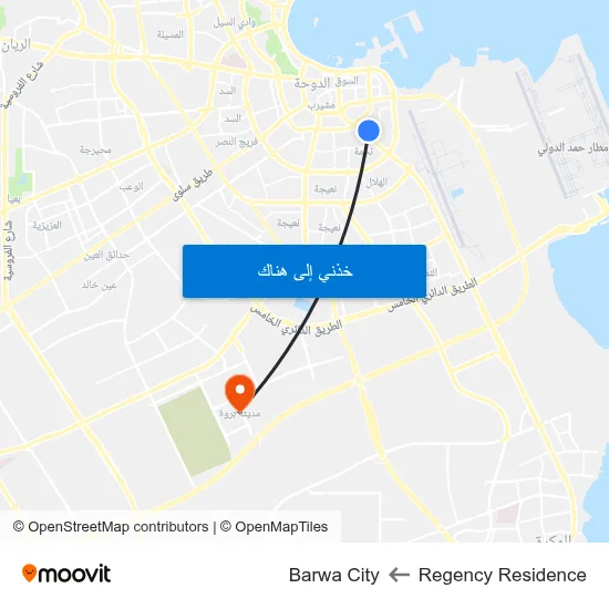 Regency Residence to Barwa City map