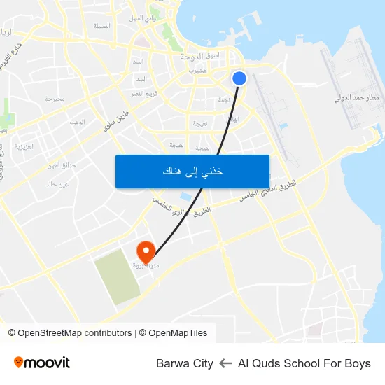 Al Quds School For Boys to Barwa City map