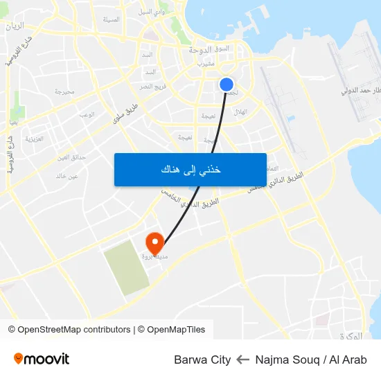 Najma Souq / Al Arab to Barwa City map