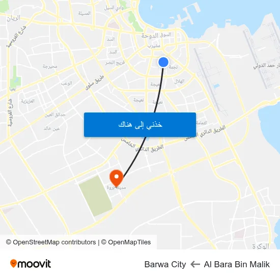 Al Bara Bin Malik to Barwa City map