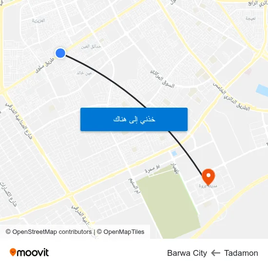 Tadamon to Barwa City map