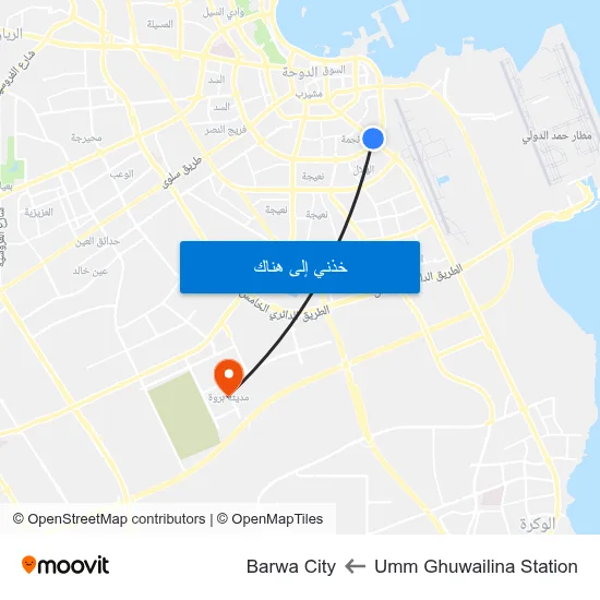 Umm Ghuwailina Station to Barwa City map