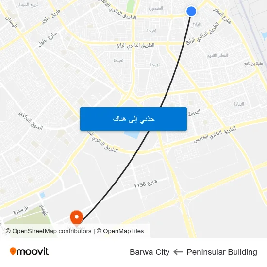 Peninsular Building to Barwa City map