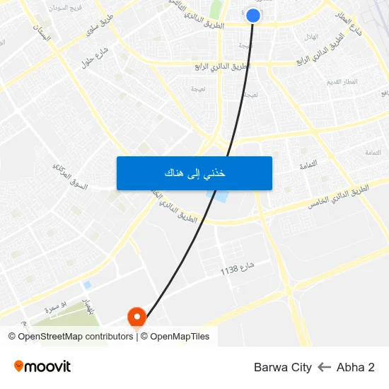 Abha 2 to Barwa City map