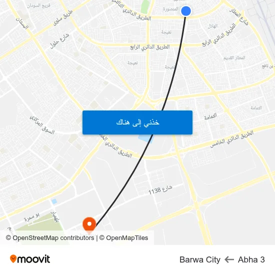Abha 3 to Barwa City map