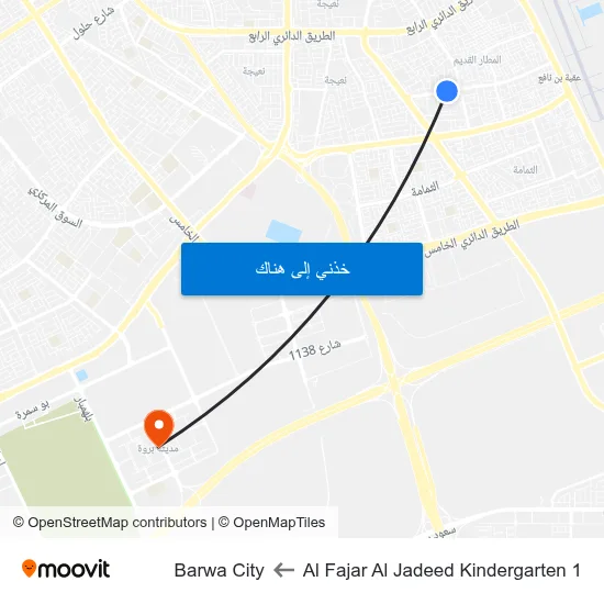 Al Fajar Al Jadeed Kindergarten 1 to Barwa City map