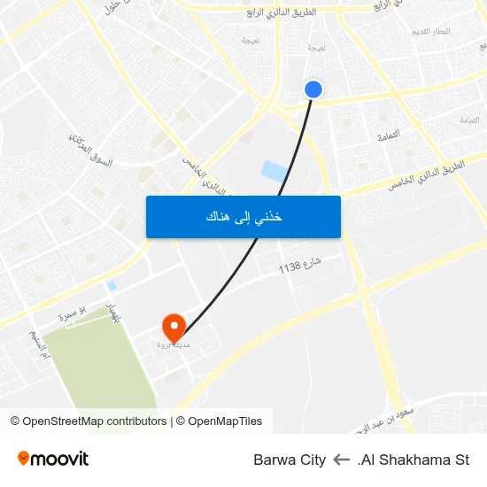 Al Shakhama St. to Barwa City map