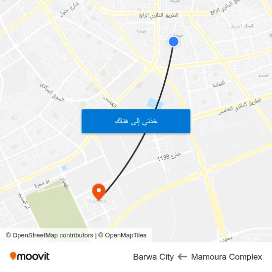 Mamoura Complex to Barwa City map