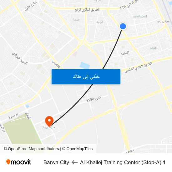 Al Khallej Training Center (Stop-A) 1 to Barwa City map