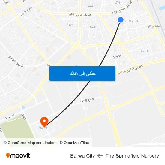The Springfield Nursery to Barwa City map