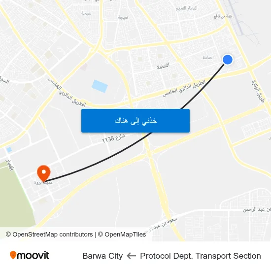 Protocol Dept. Transport Section to Barwa City map