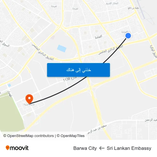 Sri Lankan Embassy to Barwa City map
