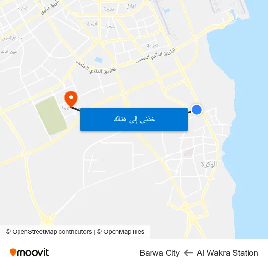 Al Wakra Station to Barwa City map