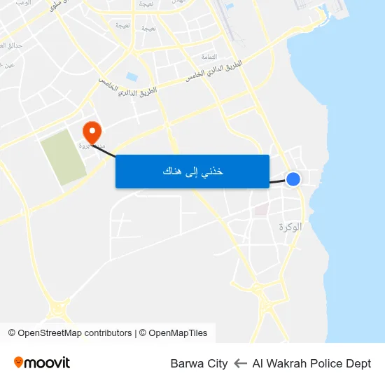 Al Wakrah Police Dept to Barwa City map