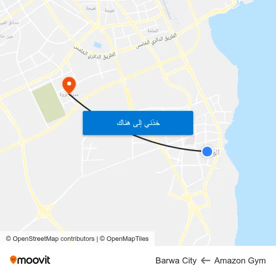 Amazon Gym to Barwa City map