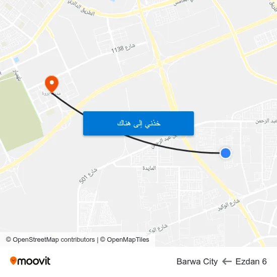 Ezdan 6 to Barwa City map