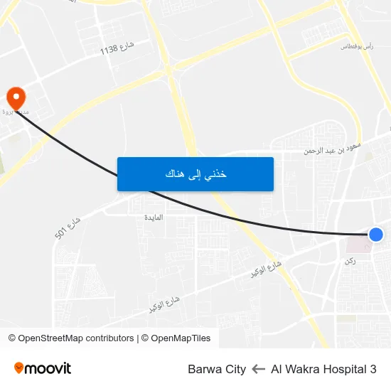 Al Wakra Hospital 3 to Barwa City map
