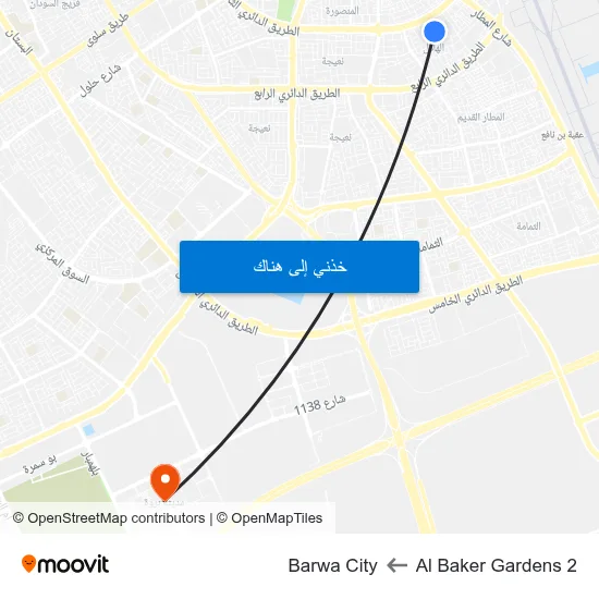 Al Baker Gardens 2 to Barwa City map