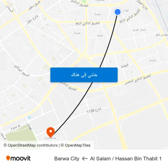 Al Salam / Hassan Bin Thabit 1 to Barwa City map