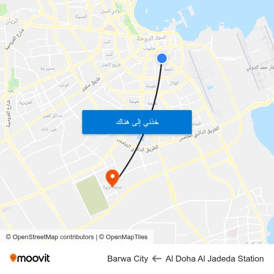 Al Doha Al Jadeda Station to Barwa City map