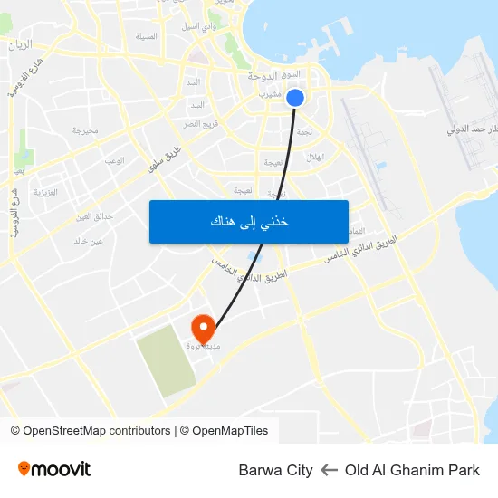 Old Al Ghanim Park to Barwa City map