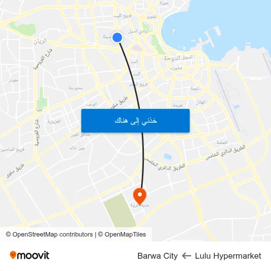 Lulu Hypermarket to Barwa City map