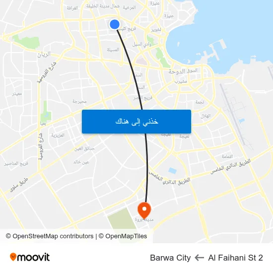 Al Faihani St 2 to Barwa City map
