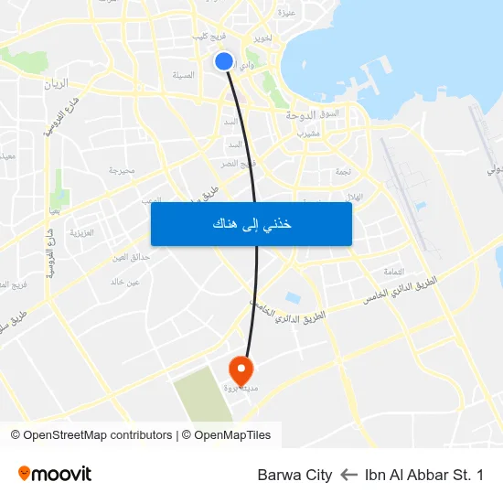 Ibn Al Abbar St. 1 to Barwa City map
