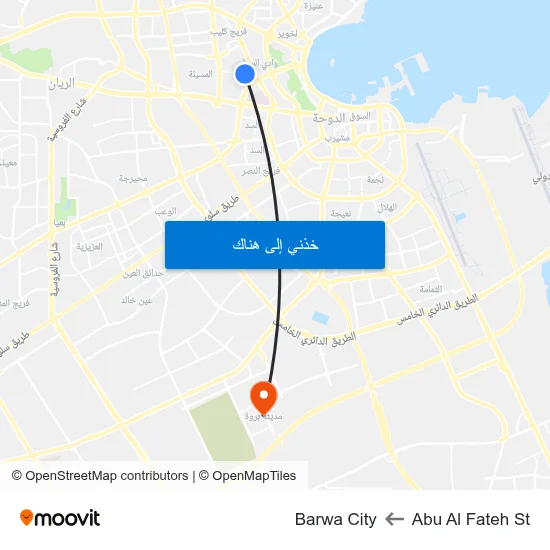 Abu Al Fateh St to Barwa City map