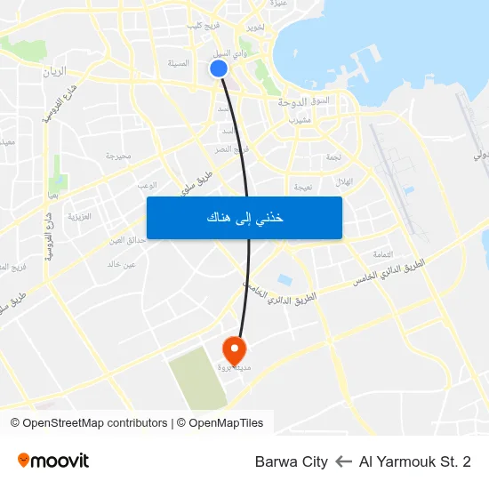 Al Yarmouk St. 2 to Barwa City map