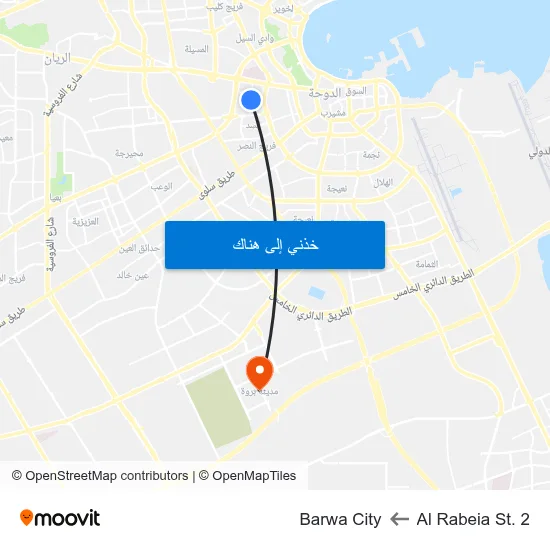 Al Rabeia St. 2 to Barwa City map