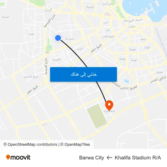 Khalifa Stadium R/A to Barwa City map