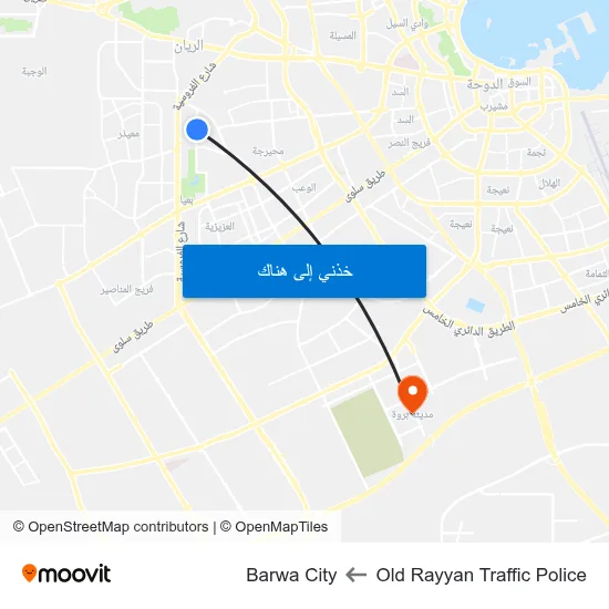 Old Rayyan Traffic Police to Barwa City map