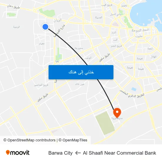 Al Shaafi Near Commercial Bank to Barwa City map