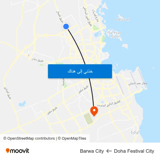 Doha Festival City to Barwa City map