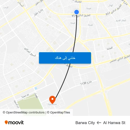 Al Hanwa St to Barwa City map