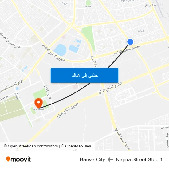 Najma Street Stop 1 to Barwa City map