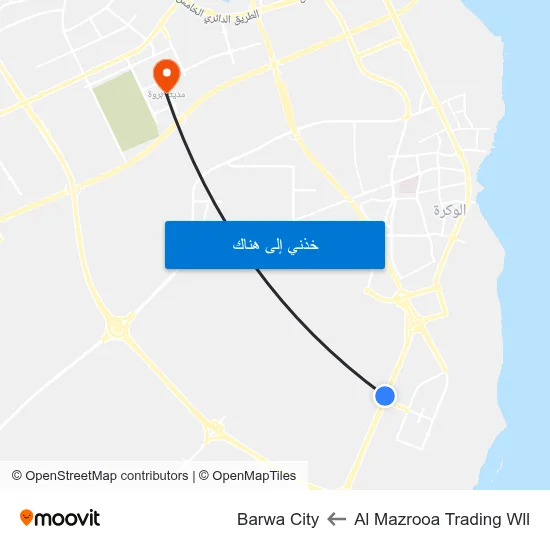 Al Mazrooa Trading Wll to Barwa City map