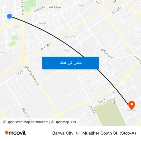 Muaither South St. (Stop-A) to Barwa City map