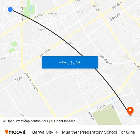 Muaither Preparatory School For Girls to Barwa City map
