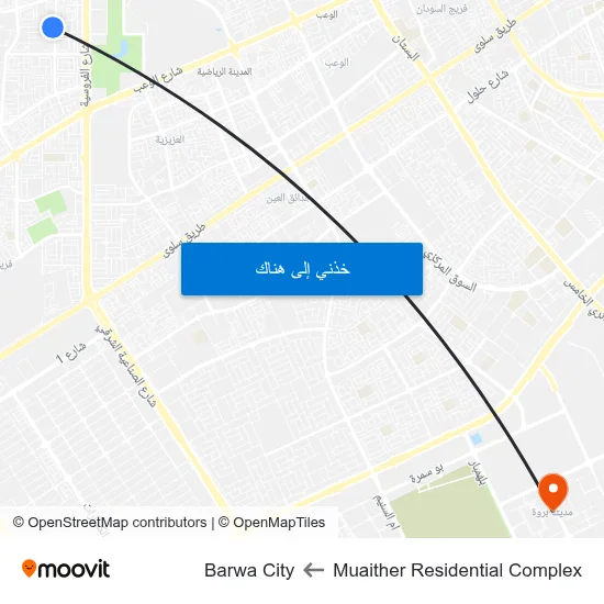 Muaither Residential Complex to Barwa City map