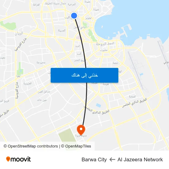 Al Jazeera Network to Barwa City map