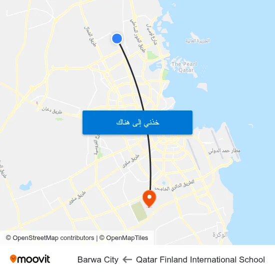 Qatar Finland International School to Barwa City map