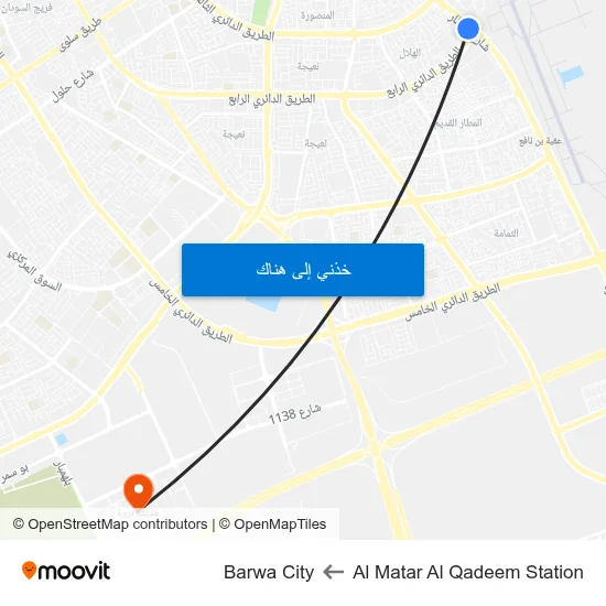 Al Matar Al Qadeem Station to Barwa City map