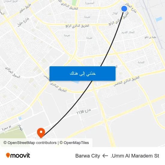 Umm Al Maradem St. to Barwa City map