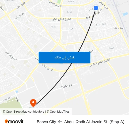 Abdul Qadir Al Jazairi St. (Stop-A) to Barwa City map