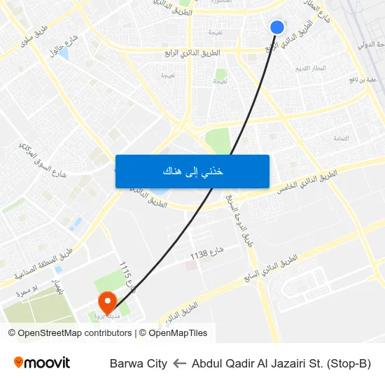 Abdul Qadir Al Jazairi St. (Stop-B) to Barwa City map
